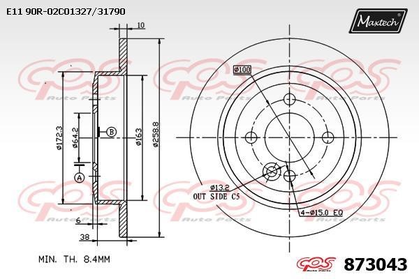 MaxTech 873043.0000 Rear brake disc, non-ventilated 8730430000: Buy near me in Poland at 2407.PL - Good price!