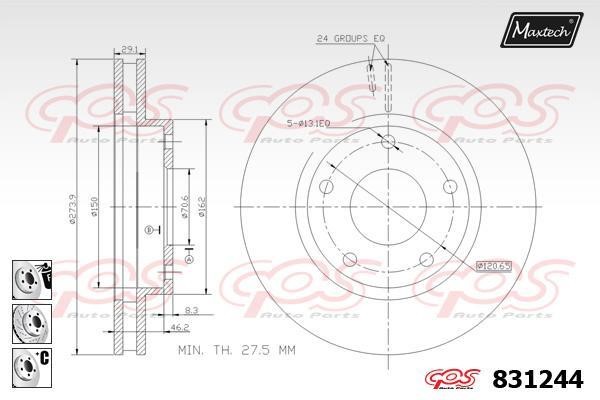 MaxTech 831244.6880 Тормозной диск передний вентилируемый 8312446880: Купить в Польше - Отличная цена на 2407.PL!