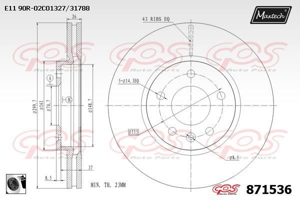 MaxTech 871536.0060 Тормозной диск передний вентилируемый 8715360060: Отличная цена - Купить в Польше на 2407.PL!