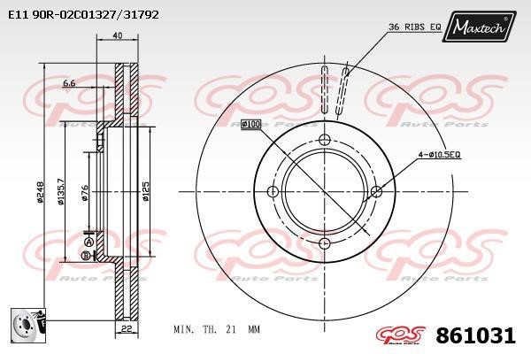 MaxTech 861031.0080 Front brake disc ventilated 8610310080: Buy near me in Poland at 2407.PL - Good price!