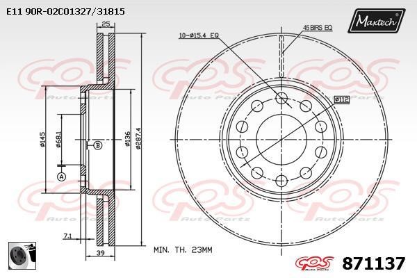 MaxTech 871137.0060 Innenbelüftete Bremsscheibe vorne 8711370060: Kaufen Sie zu einem guten Preis in Polen bei 2407.PL!