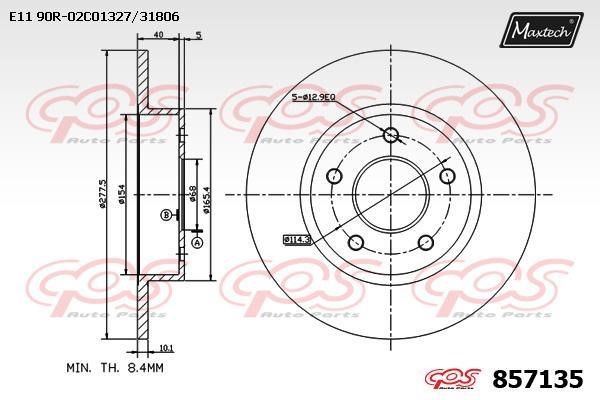 MaxTech 857135.0000 Rear brake disc, non-ventilated 8571350000: Buy near me in Poland at 2407.PL - Good price!