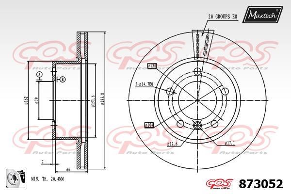 MaxTech 873052.0080 Wentylowana przednia tarcza hamulcowa 8730520080: Dobra cena w Polsce na 2407.PL - Kup Teraz!