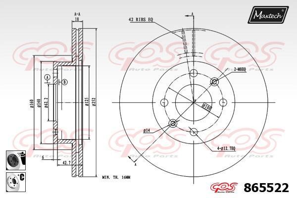 MaxTech 865522.6060 Wentylowana przednia tarcza hamulcowa 8655226060: Dobra cena w Polsce na 2407.PL - Kup Teraz!