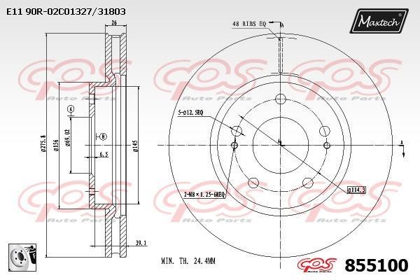 MaxTech 855100.0080 Тормозной диск передний вентилируемый 8551000080: Отличная цена - Купить в Польше на 2407.PL!