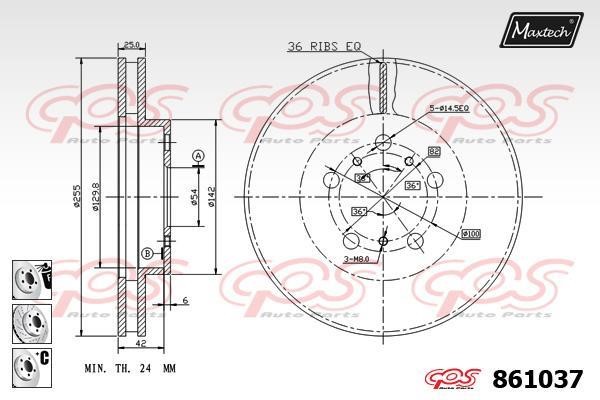 MaxTech 861037.6880 Wentylowana przednia tarcza hamulcowa 8610376880: Dobra cena w Polsce na 2407.PL - Kup Teraz!