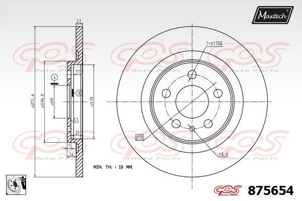 MaxTech 875654.0080 Tarcza hamulcowa tylna, niewentylowana 8756540080: Dobra cena w Polsce na 2407.PL - Kup Teraz!