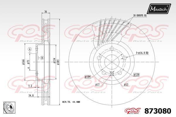 MaxTech 873080.0200 Тормозной диск передний вентилируемый 8730800200: Отличная цена - Купить в Польше на 2407.PL!