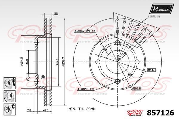 MaxTech 857126.6880 Front brake disc ventilated 8571266880: Buy near me at 2407.PL in Poland at an Affordable price!