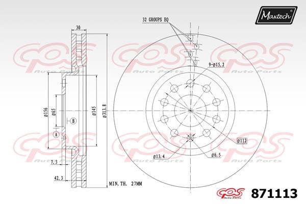 MaxTech 871113.0000 Диск гальмівний передній вентильований 8711130000: Приваблива ціна - Купити у Польщі на 2407.PL!