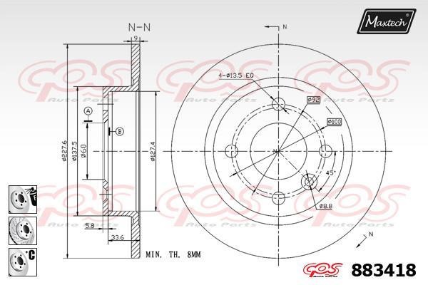 MaxTech 883418.6880 Brake disc 8834186880: Buy near me in Poland at 2407.PL - Good price!