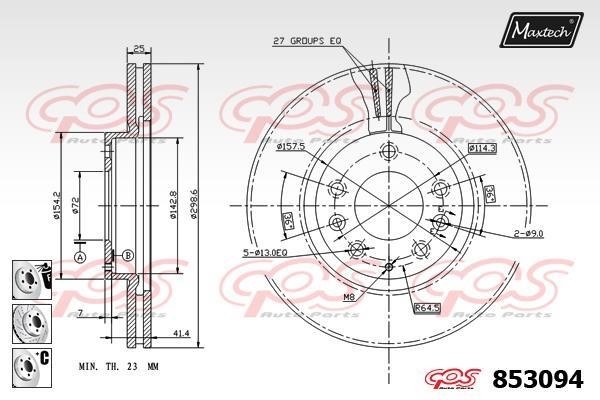 MaxTech 853094.6980 Wentylowana przednia tarcza hamulcowa 8530946980: Dobra cena w Polsce na 2407.PL - Kup Teraz!