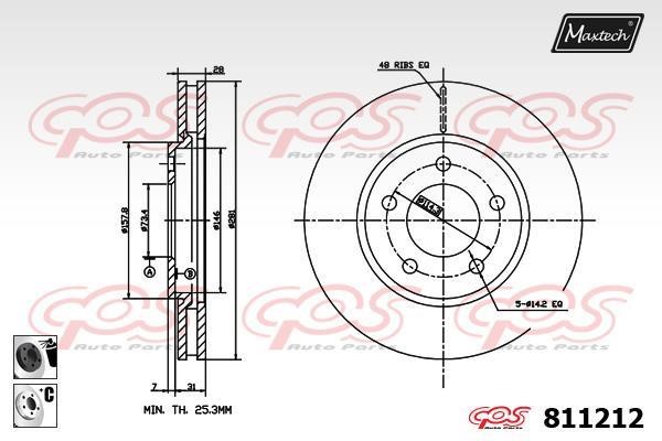 MaxTech 811212.6060 Диск гальмівний передній вентильований 8112126060: Приваблива ціна - Купити у Польщі на 2407.PL!