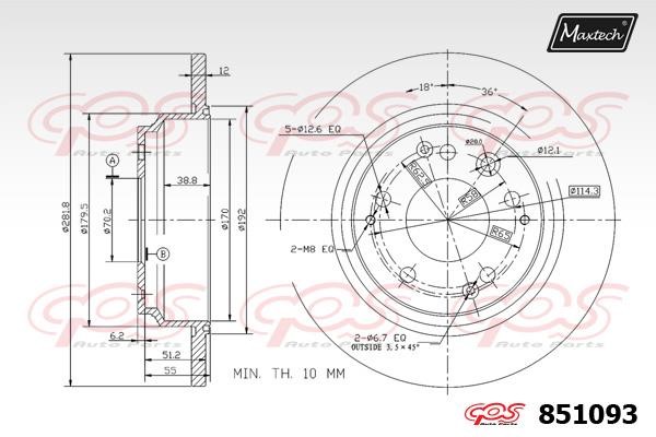 MaxTech 851093.0000 Rear brake disc, non-ventilated 8510930000: Buy near me in Poland at 2407.PL - Good price!