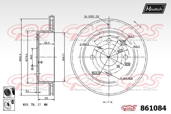 MaxTech 861084.6060 Тормозной диск задний вентилируемый 8610846060: Отличная цена - Купить в Польше на 2407.PL!