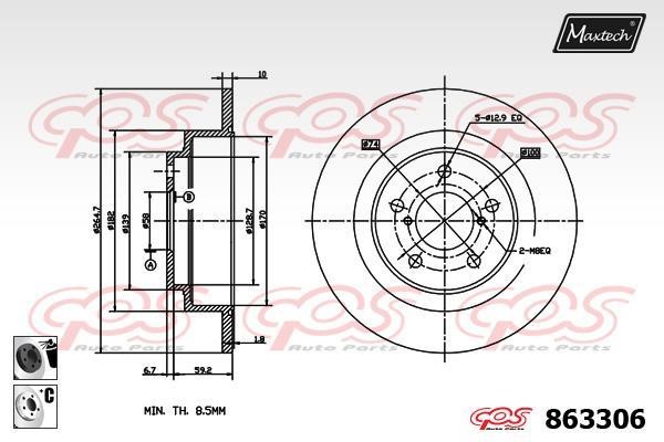 MaxTech 863306.6060 Rear brake disc, non-ventilated 8633066060: Buy near me in Poland at 2407.PL - Good price!