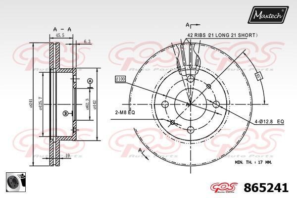 MaxTech 865241.0060 Диск гальмівний передній вентильований 8652410060: Приваблива ціна - Купити у Польщі на 2407.PL!