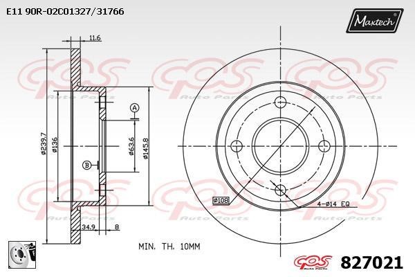 MaxTech 827021.0080 Тормозной диск передний невентилируемый 8270210080: Отличная цена - Купить в Польше на 2407.PL!