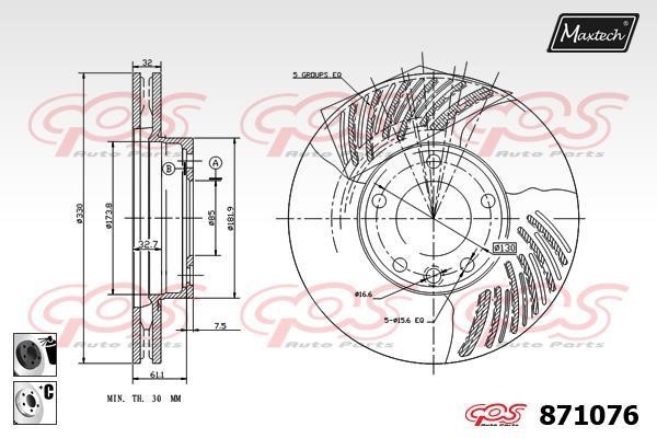 MaxTech 871076.6060 Wentylowana przednia tarcza hamulcowa 8710766060: Dobra cena w Polsce na 2407.PL - Kup Teraz!