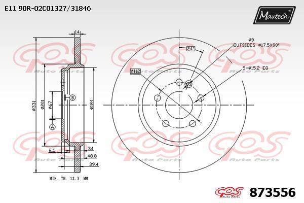 MaxTech 873556.0000 Rear brake disc, non-ventilated 8735560000: Buy near me in Poland at 2407.PL - Good price!