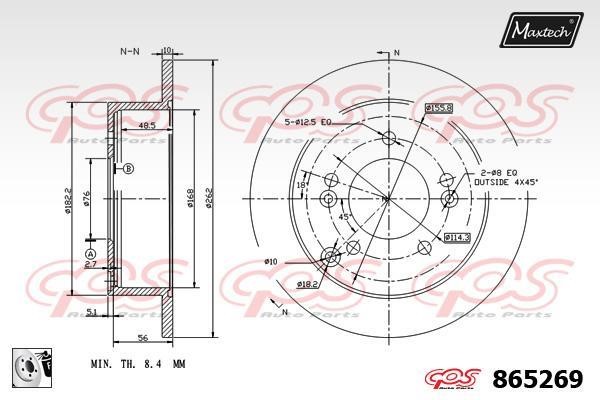 MaxTech 865269.0080 Rear brake disc, non-ventilated 8652690080: Buy near me in Poland at 2407.PL - Good price!