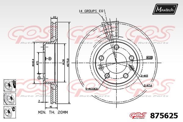 MaxTech 875625.6880 Тормозной диск передний вентилируемый 8756256880: Купить в Польше - Отличная цена на 2407.PL!