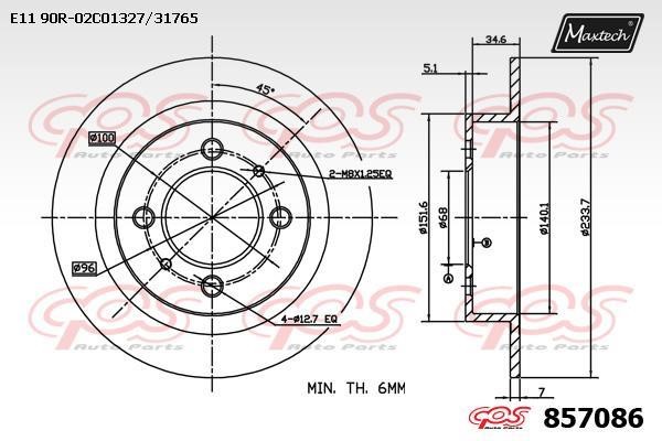 MaxTech 857086.0000 Bremsscheibe hinten, unbelüftet 8570860000: Kaufen Sie zu einem guten Preis in Polen bei 2407.PL!