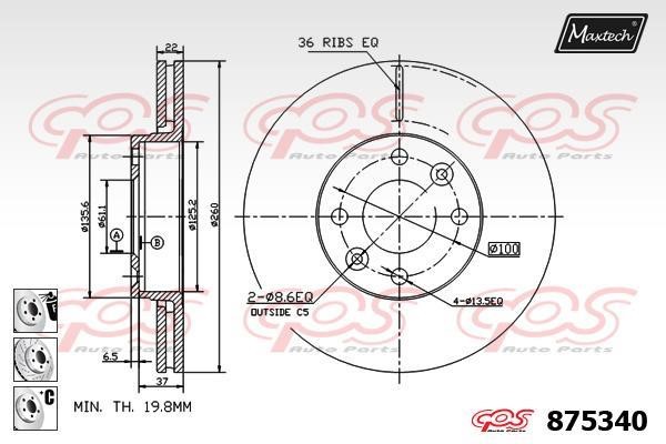 MaxTech 875340.6980 Innenbelüftete Bremsscheibe vorne 8753406980: Kaufen Sie zu einem guten Preis in Polen bei 2407.PL!