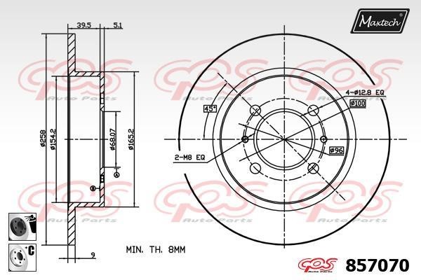 MaxTech 857070.6060 Rear brake disc, non-ventilated 8570706060: Buy near me in Poland at 2407.PL - Good price!