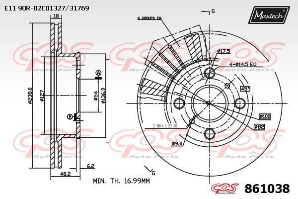 MaxTech 861038.0000 Диск гальмівний передній вентильований 8610380000: Приваблива ціна - Купити у Польщі на 2407.PL!