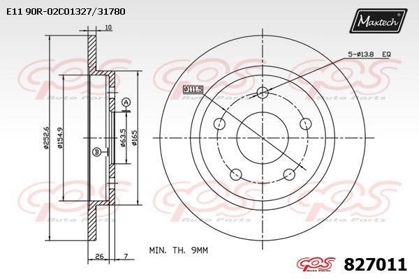 MaxTech 827011.0000 Rear brake disc, non-ventilated 8270110000: Buy near me in Poland at 2407.PL - Good price!