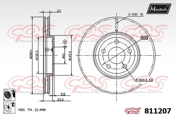 MaxTech 811207.6060 Диск гальмівний передній вентильований 8112076060: Приваблива ціна - Купити у Польщі на 2407.PL!