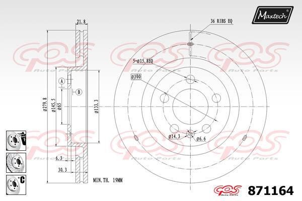 MaxTech 871164.6980 Innenbelüftete Bremsscheibe vorne 8711646980: Kaufen Sie zu einem guten Preis in Polen bei 2407.PL!