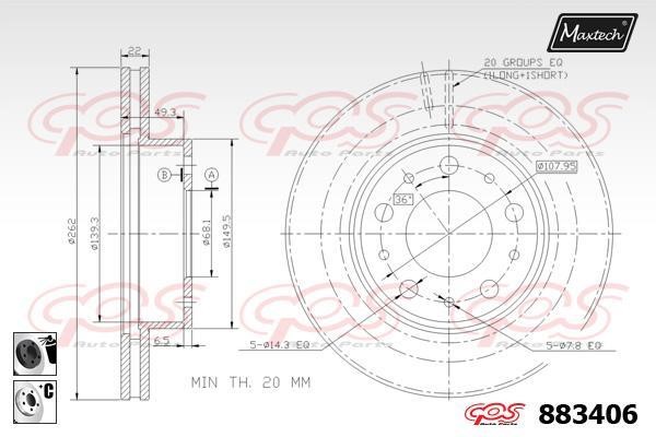 MaxTech 883406.6060 Wentylowana przednia tarcza hamulcowa 8834066060: Dobra cena w Polsce na 2407.PL - Kup Teraz!