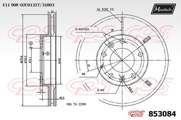 MaxTech 853084.0000 Wentylowana przednia tarcza hamulcowa 8530840000: Dobra cena w Polsce na 2407.PL - Kup Teraz!