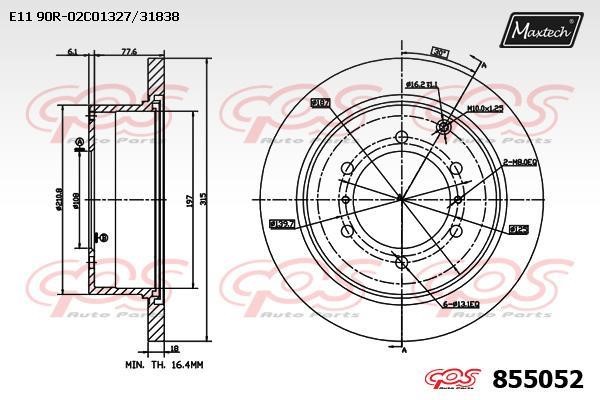 MaxTech 855052.0000 Rear brake disc, non-ventilated 8550520000: Buy near me in Poland at 2407.PL - Good price!