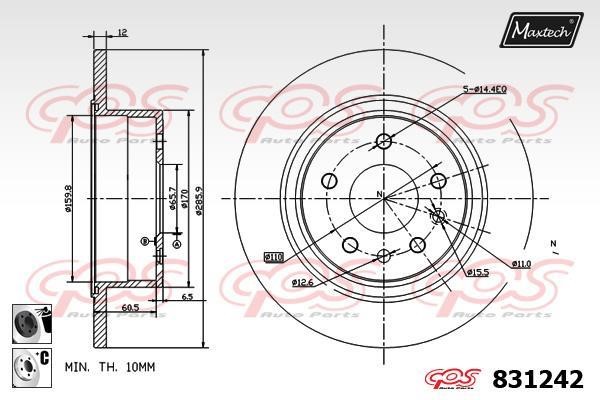 MaxTech 831242.6060 Tarcza hamulcowa tylna, niewentylowana 8312426060: Dobra cena w Polsce na 2407.PL - Kup Teraz!