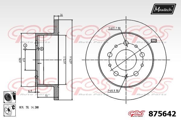 MaxTech 875642.6060 Rear brake disc, non-ventilated 8756426060: Buy near me in Poland at 2407.PL - Good price!
