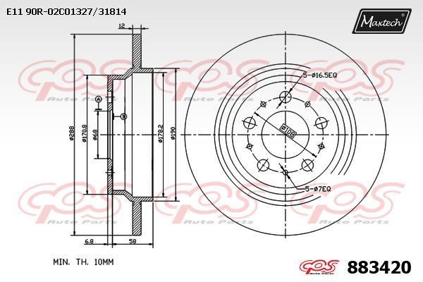 MaxTech 883420.0000 Rear brake disc, non-ventilated 8834200000: Buy near me in Poland at 2407.PL - Good price!