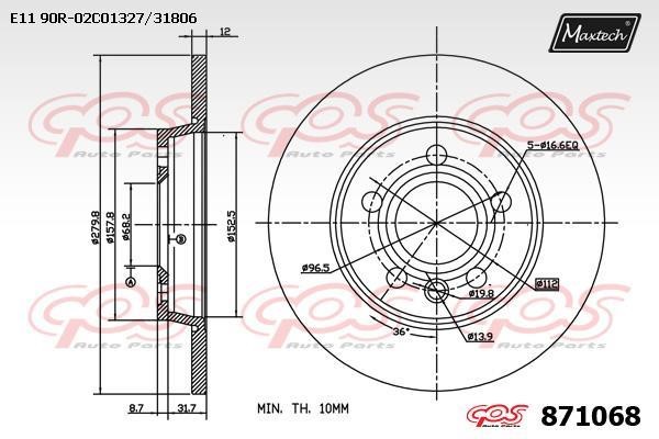 MaxTech 871068.0000 Тормозной диск задний невентилируемый 8710680000: Отличная цена - Купить в Польше на 2407.PL!