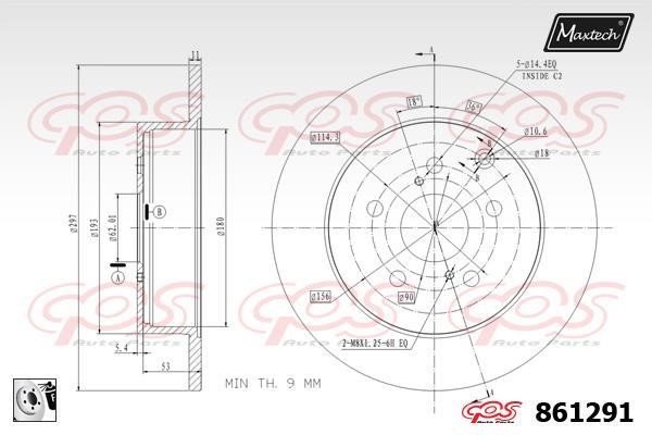 MaxTech 861291.0080 Rear brake disc, non-ventilated 8612910080: Buy near me in Poland at 2407.PL - Good price!