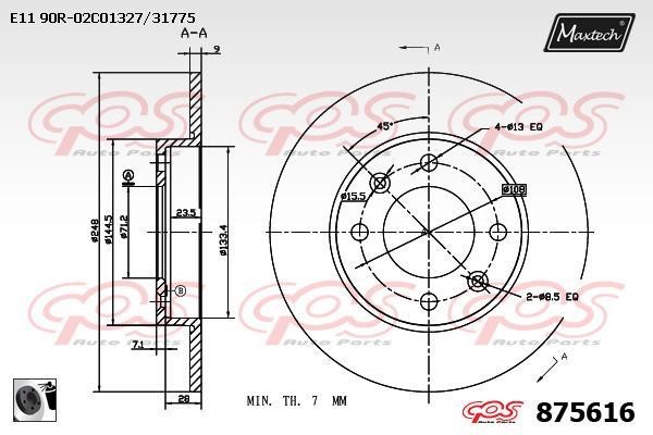 MaxTech 875616.0060 Rear brake disc, non-ventilated 8756160060: Buy near me in Poland at 2407.PL - Good price!