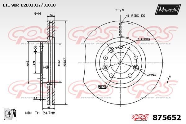 MaxTech 875652.0080 Wentylowana przednia tarcza hamulcowa 8756520080: Atrakcyjna cena w Polsce na 2407.PL - Zamów teraz!