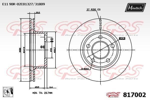 MaxTech 817002.0080 Тормозной диск передний вентилируемый 8170020080: Отличная цена - Купить в Польше на 2407.PL!