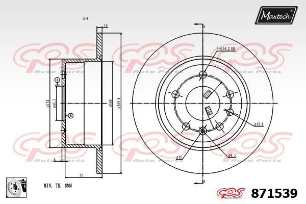MaxTech 871539.0080 Rear brake disc, non-ventilated 8715390080: Buy near me in Poland at 2407.PL - Good price!