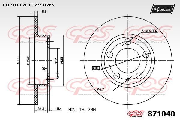 MaxTech 871040.0000 Rear brake disc, non-ventilated 8710400000: Buy near me in Poland at 2407.PL - Good price!