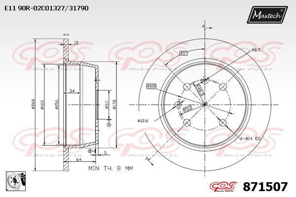 MaxTech 871507.0080 Unbelüftete Bremsscheibe vorne 8715070080: Kaufen Sie zu einem guten Preis in Polen bei 2407.PL!