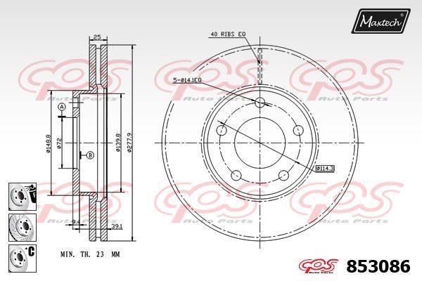 MaxTech 853086.6980 Front brake disc ventilated 8530866980: Buy near me in Poland at 2407.PL - Good price!