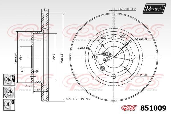 MaxTech 851009.6880 Диск гальмівний передній вентильований 8510096880: Приваблива ціна - Купити у Польщі на 2407.PL!