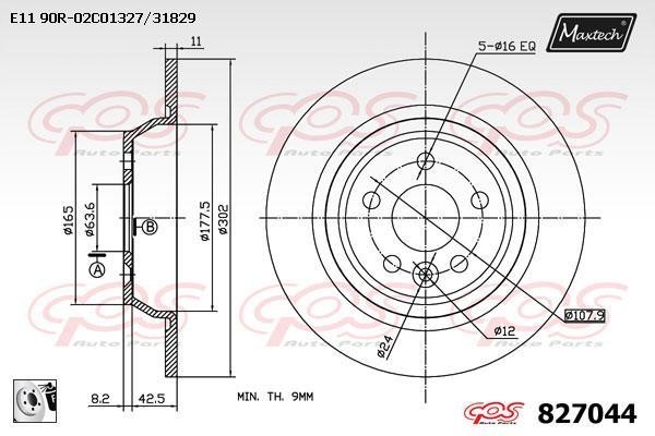 MaxTech 827044.0080 Rear brake disc, non-ventilated 8270440080: Buy near me in Poland at 2407.PL - Good price!
